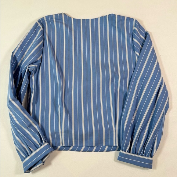 THEORY Quincy Striped Wrap Top Size L - Picture 5 of 12